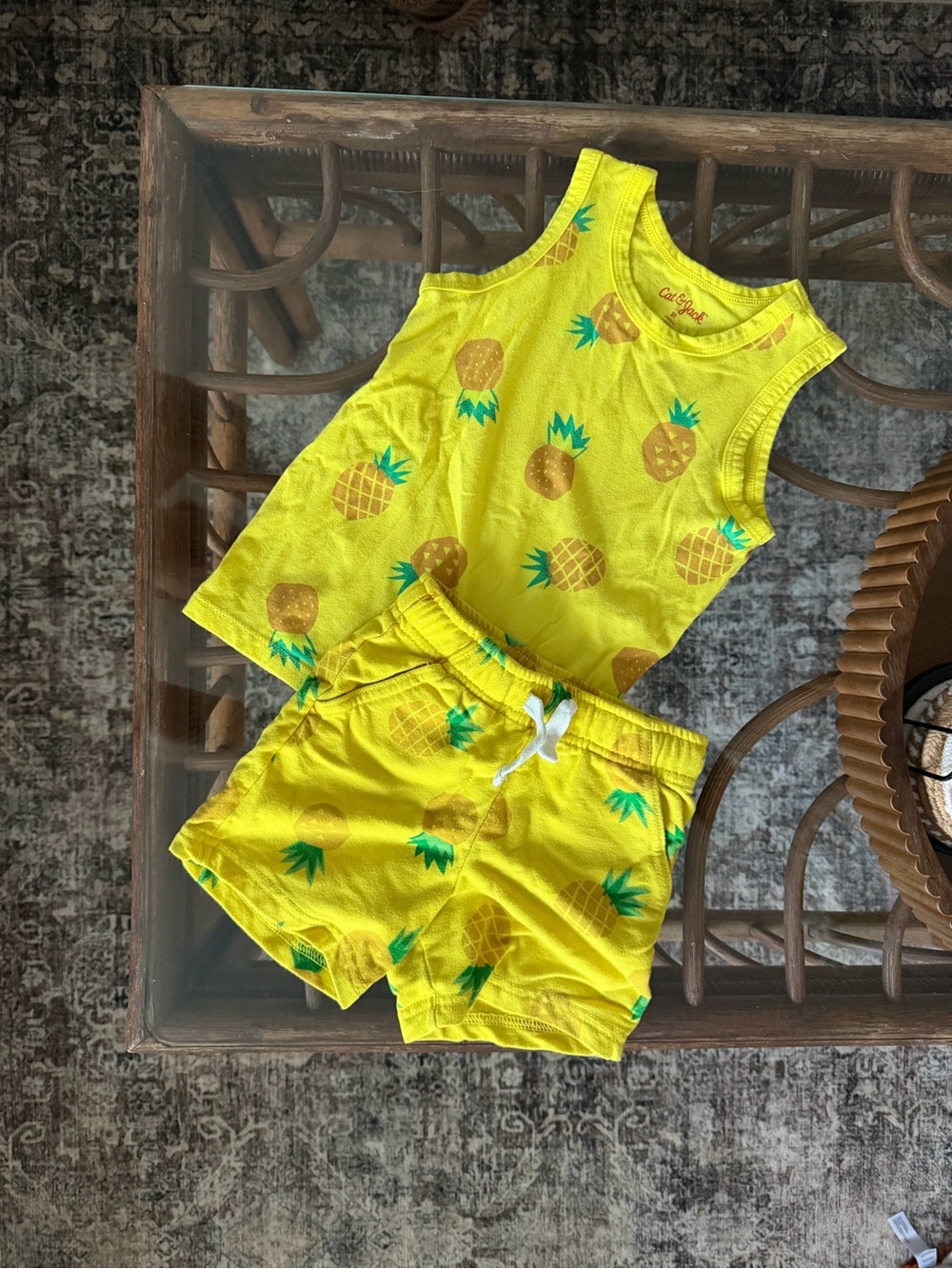 Cat & Jack Yellow Pineapple Tank and Shorts Set